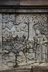 The carved stone in the of penataran temple, in Blitar, East Java, Indonesia