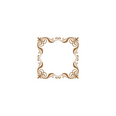 Set Square with Ornament Brown Color illustration