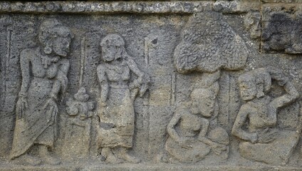Obraz premium The carved stone in the of penataran temple, in Blitar, East Java, Indonesia