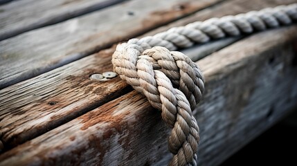 Obraz premium Close up the details of the sea rope knot.