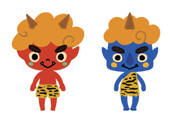 赤鬼と青鬼_手描きのイラスト