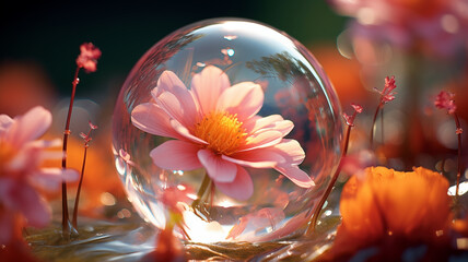 Flower in the water bubble