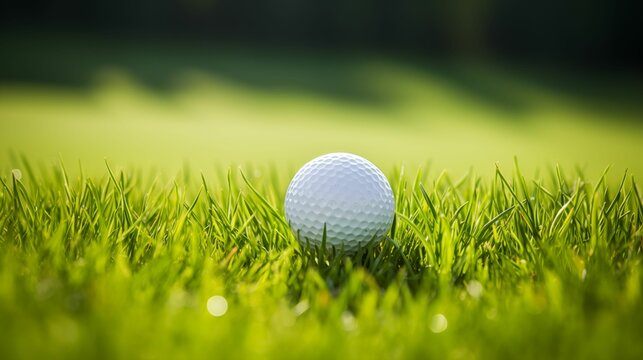 Image of a golf ball on the grass.