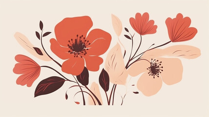 Creative minimalist hand draw illustrations floral background trendy