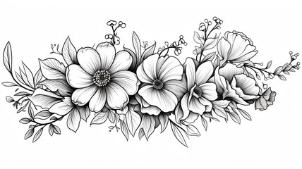 Flowers vignette. Vector illustration floral black illustration