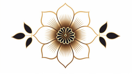 golden line flower for logo icon and weddings invitation design