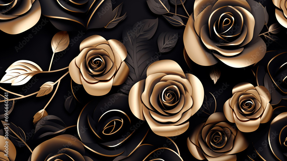 Canvas Prints luxury rose background vector with golden metallic pattern