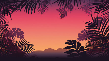 Isolated silhouette tropical leaves. design graphic