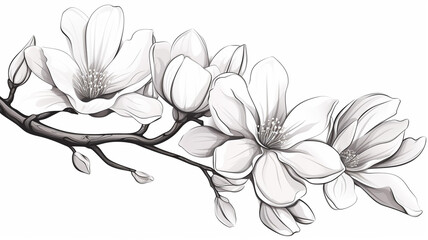 Magnolia flower magnolia tree branch illustration