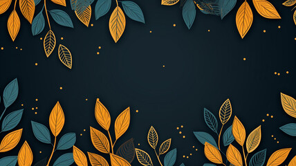 Leaves in thin line style. Outline leaves design graphic decor