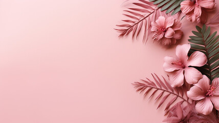minimal background in pink flowers and tropical summer background