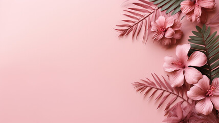 Obraz premium minimal background in pink flowers and tropical summer background