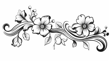 Vector of design and monograms floral black outline floral illustration