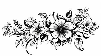 Vector of design and monograms floral black outline illustration graphic