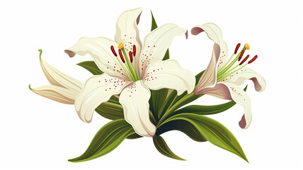 White lily isolated on a white background botany design