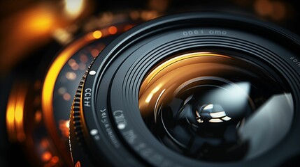 Image of camera lens with captivating lens reflections.