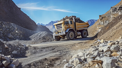 Truck Carrying of Dump Construction Strength of Rock Transportation