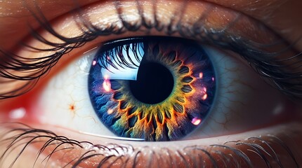 A strikingly detailed close-up of a human eye - obrazy, fototapety, plakaty