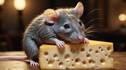 A Mouse Enjoying a Delicious Piece of Cheese