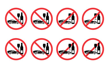 Don’t drink and drive sign, prohibition symbol vector.