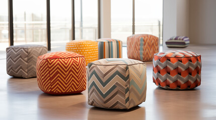 Patterned Poufs and Ottomans for Extra Seating