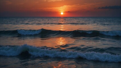 Sea at sunset. Generative AI