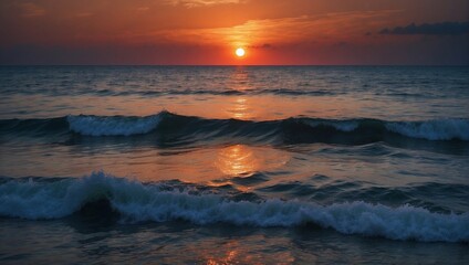 Fototapeta premium Sea at sunset. Generative AI
