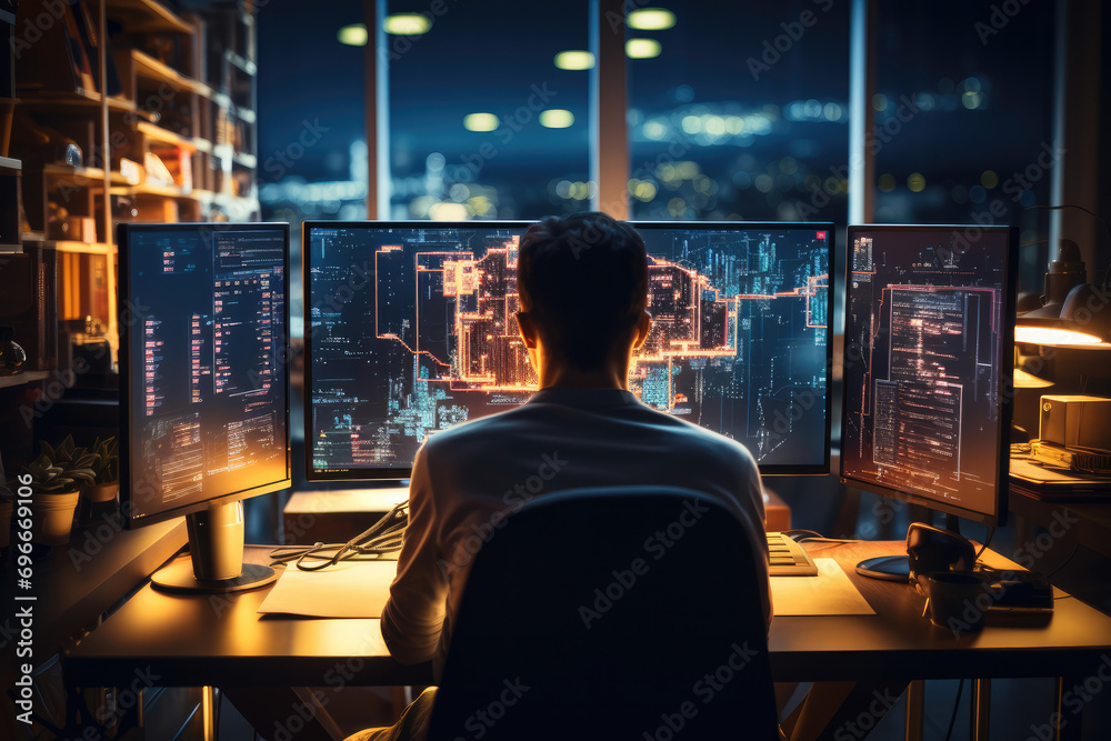 Aufkleber A software engineer collaborating on projects, Contributing to the global IT community. Generative AI.