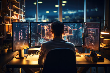 A software engineer collaborating on projects, Contributing to the global IT community. Generative AI.