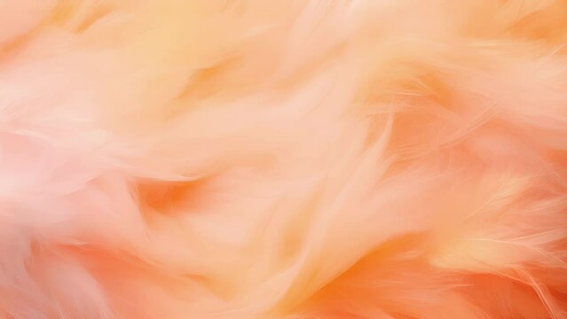 Closeup of a dreamy abstract background in Peach Fuzz hues, with a mix of fuzzy textures and subtle patterns.