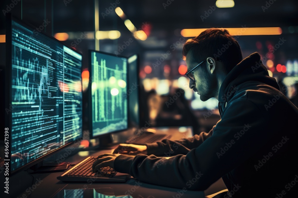 Leinwandbilder Programmers write code, Programming code. Generative AI.