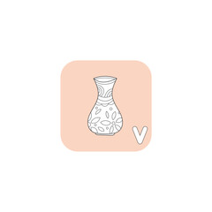 Alphabet coloring set with pictures funny v