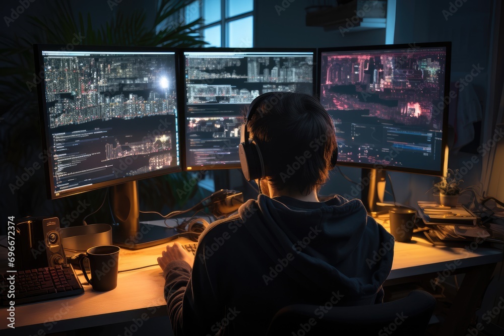 Leinwandbilder software engineer developer working on monitor. generative ai.