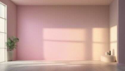 interior with pink wall, 3d render, mock up illustration