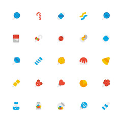 Candy Flat 2D Icon Collection with Editable Stroke and Pixel Perfection