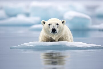 Polar bear Ursus maritimus on the pack ice, north of Svalbard Arctic Norway, A Polar bear Ursus maritimus on the pack ice, north of Svalbard, Arctic Norway, AI Generated - obrazy, fototapety, plakaty