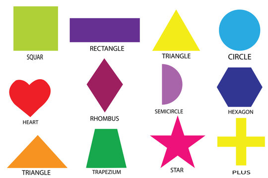 12 Set of geometric shapes names in mathematics.