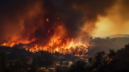 Fototapeta na wymiar The Mesmerizing Sight Of Flames Dancing Through A Forest Of Destruction