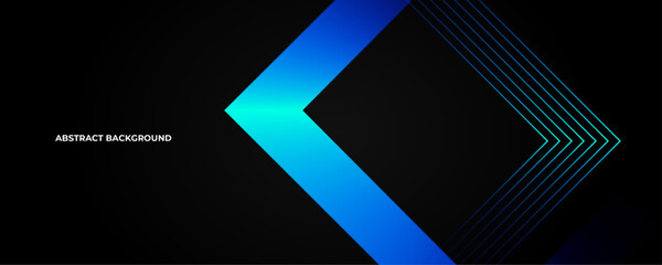 Dark blue abstract background with glowing triangle geometric lines. Modern shiny blue lines pattern. Futuristic technology concept. Suit for poster, cover, banner, presentation, website, backdrop.