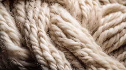 Close up of Ivory color knitted fabric background texture.
