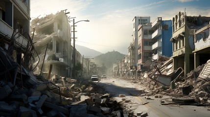 Aftermath of the Earthquake and the Impact of Widespread Damage to Buildings - obrazy, fototapety, plakaty