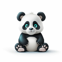 cute panda on white background.