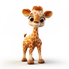 Cute baby giraffe on white background.