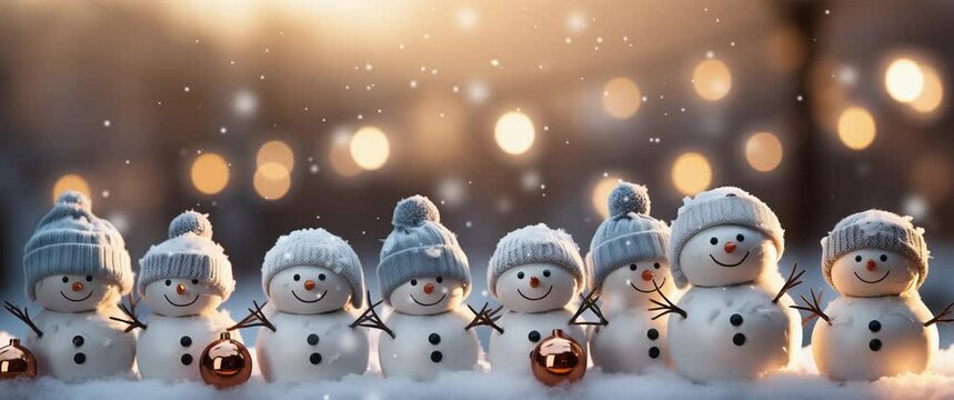 Cute tiny snowmen with beanies