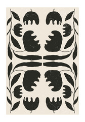 Minimalist poster with abstract art botanical composition