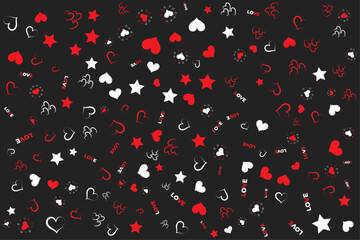 Obraz premium Red love heart shape abstract seamless trendy pattern for happy valentines day