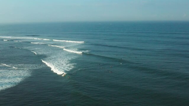 Drone flight over surfers in Aoshima Miyazaki