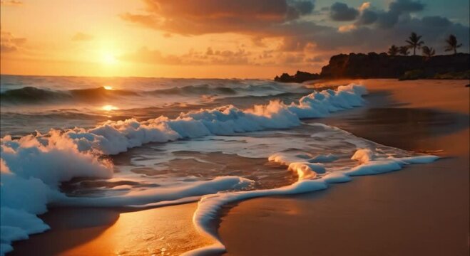 beautiful view on the beach in the afternoon footage