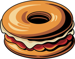 bacon and egg breakfast bagel graphic element