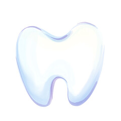 Watercolor illustration tooth isolated. Cartoon medical clip art for child